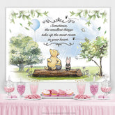 Lofaris Green Trees And Blue Balloon Bear Birhday Backdrop